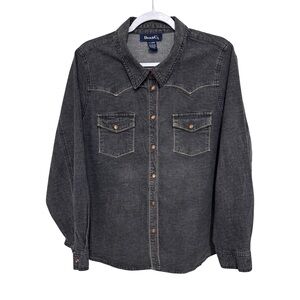 Denim&Co Western Denim Snap Long Sleeve Shirt Women’s XL Black